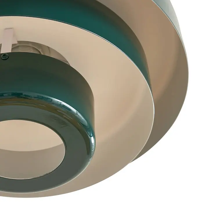 Lindby Pendelleuchte Tivra - L x B x H: 35 x 35 x 27 cm, grün, dunkelGrün, E27 - Dunkelgrüner und beigefarbener, mehrschichtiger Lampenschirm für diffuses Licht.