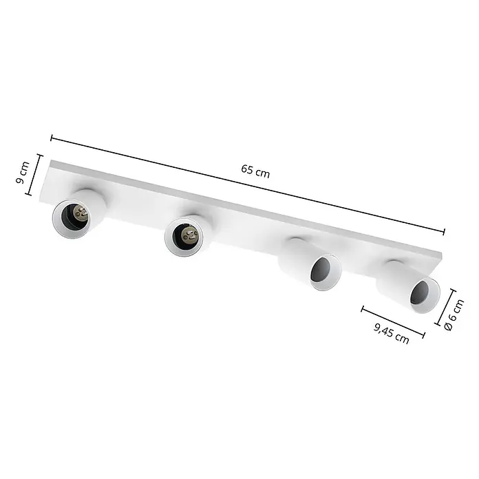 Arcchio Deckenstrahler Brinja - weiß / opal, weiß / opal, GU10 - Weißer, 65 cm langer Strahler mit vier verstellbaren, zylindrischen Spots.