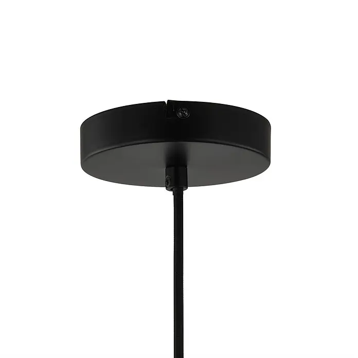 Lindby Pendelleuchte Otso - L x B x H: 40 x 40 x 40 cm, Holz hell, holz hell, E27 - Schwarze Deckenrosette aus Metall mit schwarzem Textilpendelkabel.