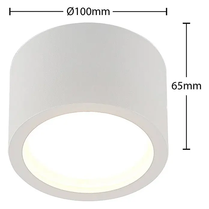 Arcchio Deckenstrahler Nieva - weiß / opal, weiß / opal, 2GX53 - Weißes zylindrisches Aufbau-LED-Licht, 100mm Durchmesser, 65mm Höhe, strahlt warmes Licht aus.