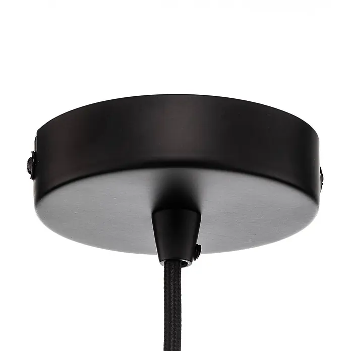 Lindby Pendelleuchte - schwarz, Schwarz, gold, E27 - Schwarze Metall-Deckenrosette für eine Pendelleuchte, mit geflochtenem Textilkabel.