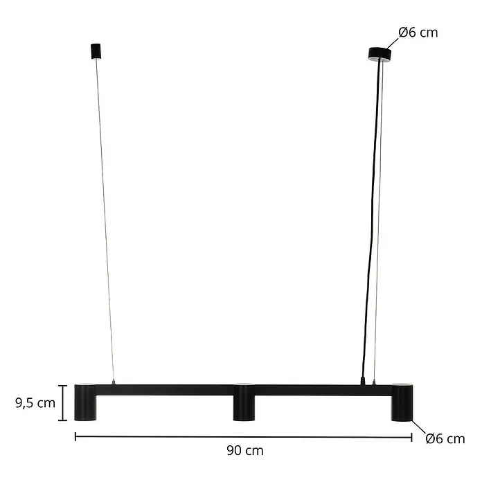 Arcchio Pendelleuchte Brinja - schwarz, Schwarz, GU10 - Schwarze lineare Hängelampe, 90 cm lang, mit zylindrischen Lichtquellen.