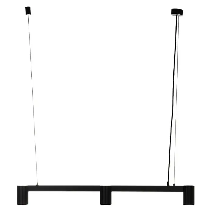 Arcchio Pendelleuchte Brinja - schwarz, Schwarz, GU10 - Schwarze lineare Pendelleuchte mit zylindrischen Lampen an Drahtaufhängung.