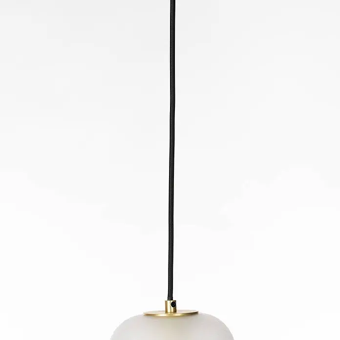 Lucande Pendelleuchte Taylan - L x B x H: 70 x 16,2 x 20 cm, weiß / opal, messing, sandweiß, G9 - Pendelleuchte mit schwarzem Kabel, Messingakzent und weißem, strukturiertem Glasschirm.