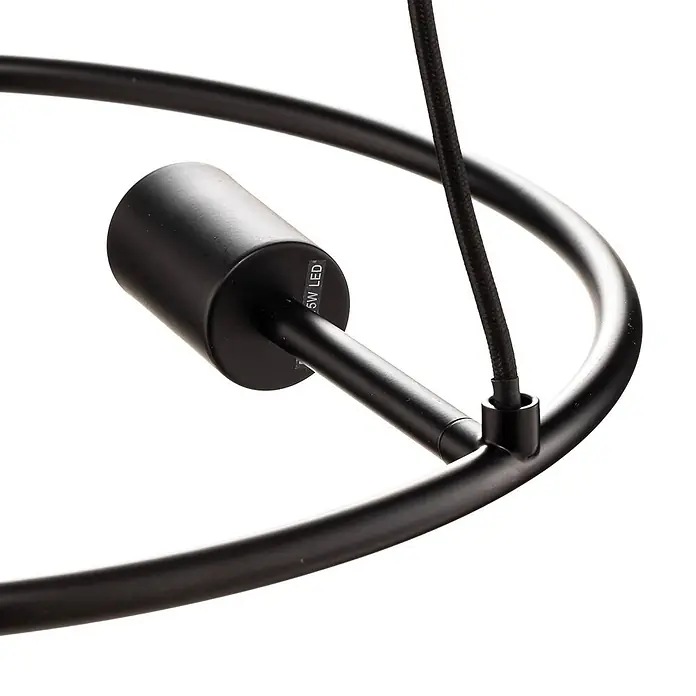 Lucande Pendelleuchte Linnard - L x B x H: 45 x 45 x 1,3 cm, Schwarz, E27 - Schwarze Metall-Leuchte mit 5W LED-Komponente und geflochtenem Kabel.