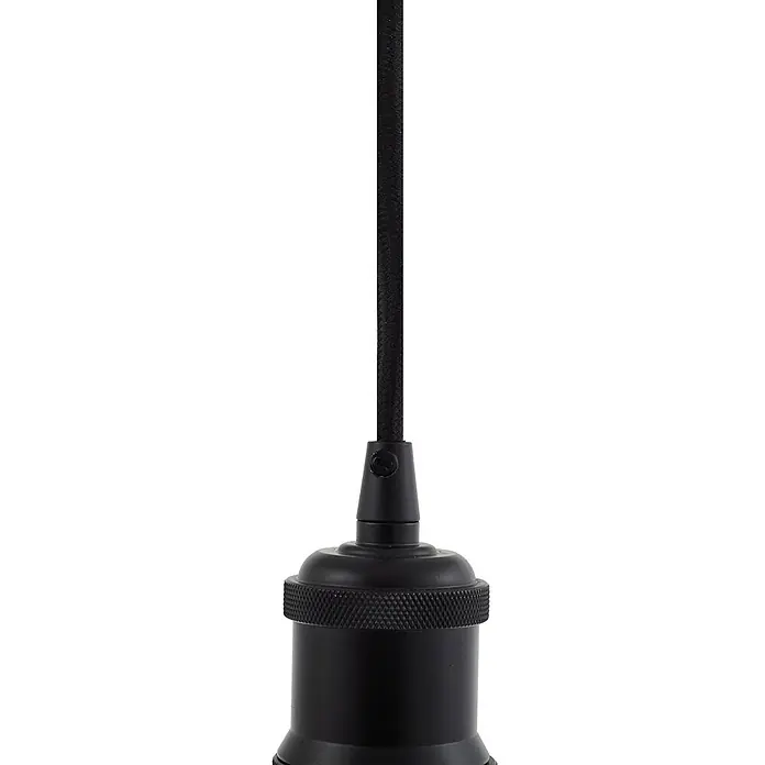 Lindby Pendelleuchte Hattie - L x B x H: 5 x 5 x 6,5 cm, schwarz, Schwarz, E27 - Schwarzes Textilkabel und schwarze Lampenfassung mit Rändelring.