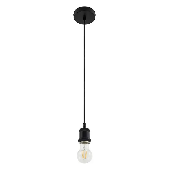 Lindby Pendelleuchte Hattie - L x B x H: 5 x 5 x 6,5 cm, schwarz, Schwarz, E27 - Schwarze Pendelleuchte mit klarer LED-Glühbirne.