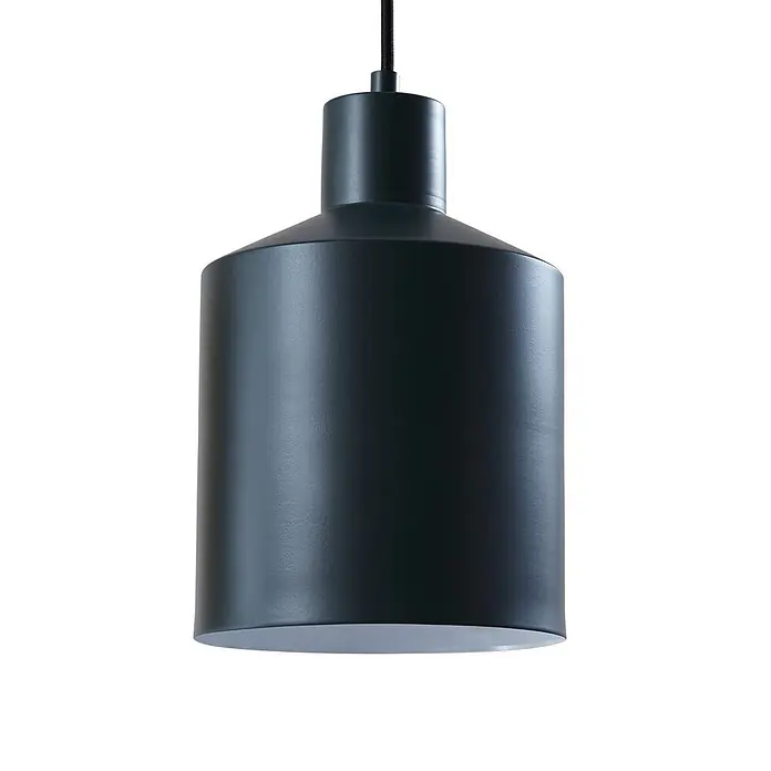Lindby Pendelleuchte Tirane - L x B x H: 94 x 16 x 13 cm, Multicolour, Schwarz, weiß, Grün, gelb, E27 - Dunkelgraue zylindrische Pendelleuchte mit konischem Oberteil und hellem Innenrand.