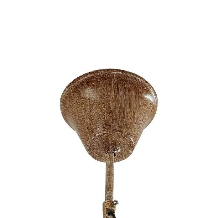 Lindby Pendelleuchte Fibi - braun / rost, braun rustikal, E14 - Distressed braune Deckenrose für eine Leuchte, mit strukturierter Oberfläche und Metallstange.