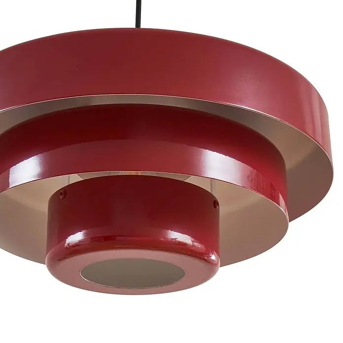 Lindby Pendelleuchte Tivra - L x B x H: 35 x 35 x 27 cm, rot, Rot, E27 - Rote gestufte Hängelampe aus lackiertem Metall.