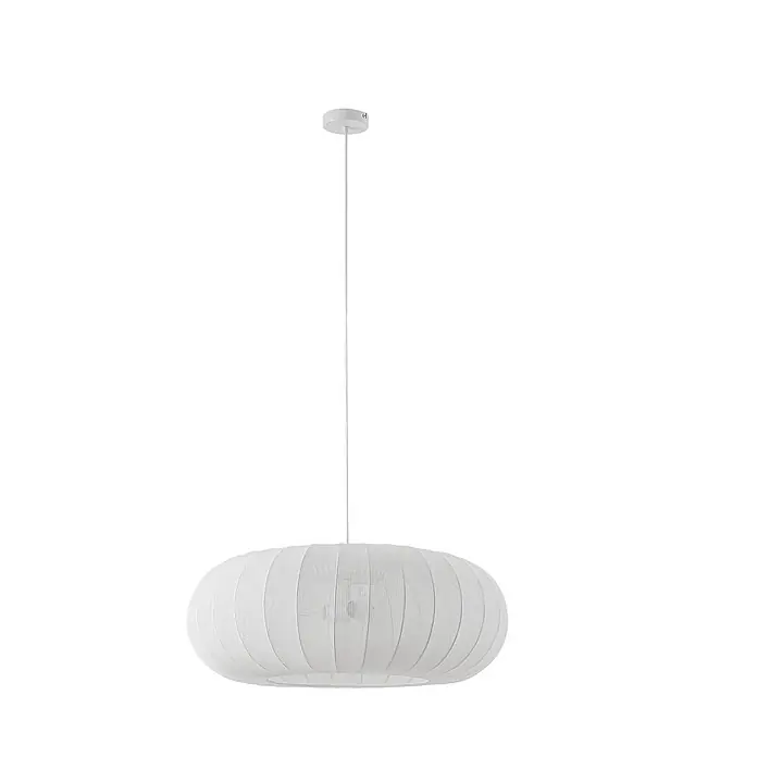 Lindby Pendelleuchte Helin - L x B x H: 70 x 70 x 26 cm, weiß / opal, weiß, E27 - Weiße gerippte ovale Hängeleuchte.