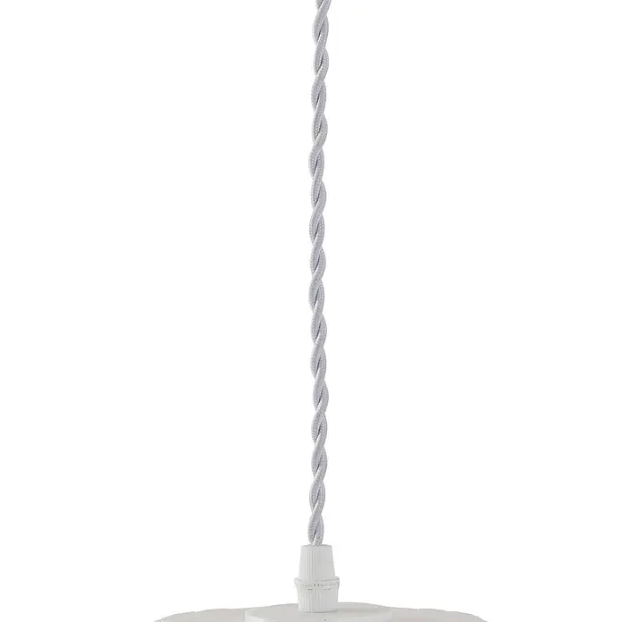 Lindby Pendelleuchte Nuvia - L x B x H: 15,5 x 15,5 x 30 cm, weiß / opal, weiß, E27 - Weißes gedrehtes Textil-Stromkabel mit Fassung, typisch für Pendelleuchten.