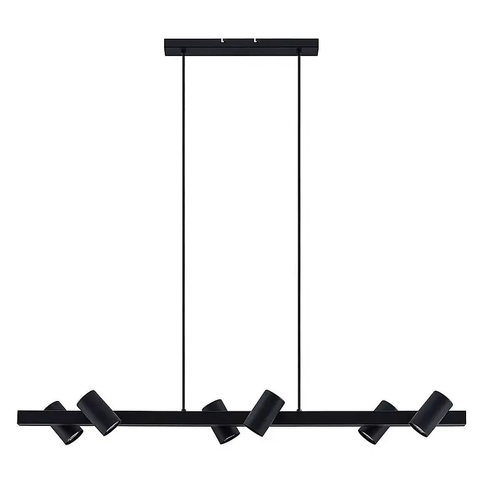 Lindby Pendelleuchte Savoli - L x B x H: 116 x 20,1 x 10,5 cm, schwarz, Schwarz, GU10 - Schwarze lineare Pendelleuchte mit mehreren verstellbaren Strahlern.
