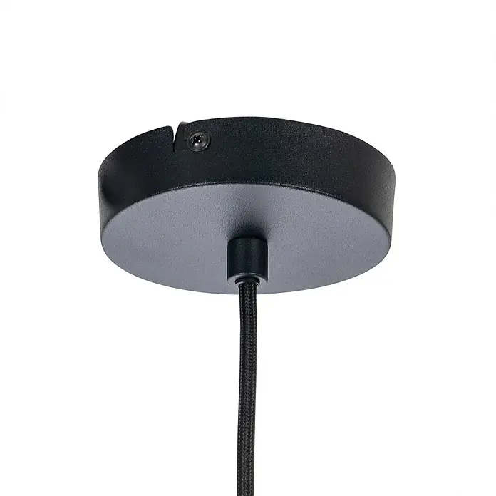 Lucande Pendelleuchte Mikolay - L x B x H: 118,5 x 22,2 x 23,5 cm, schwarz, sandSchwarz, E14 - Schwarze matte Deckenrosette für Pendelleuchte, mit Textilkabel.