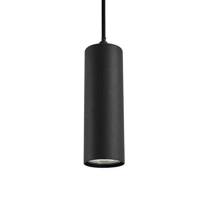 Lindby Pendelleuchte Joffrey - schwarz, Schwarz, GU10 - Schwarze zylindrische Pendelleuchte mit mattem Finish und integrierter LED.