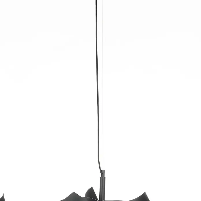Lucande Pendelleuchte Imron - L x B x H: 100 x 40 x 35 cm, schwarz, sandSchwarz, E14 - Schwarze Pendelleuchte mit Kabel und geometrischem Metallschirm.
