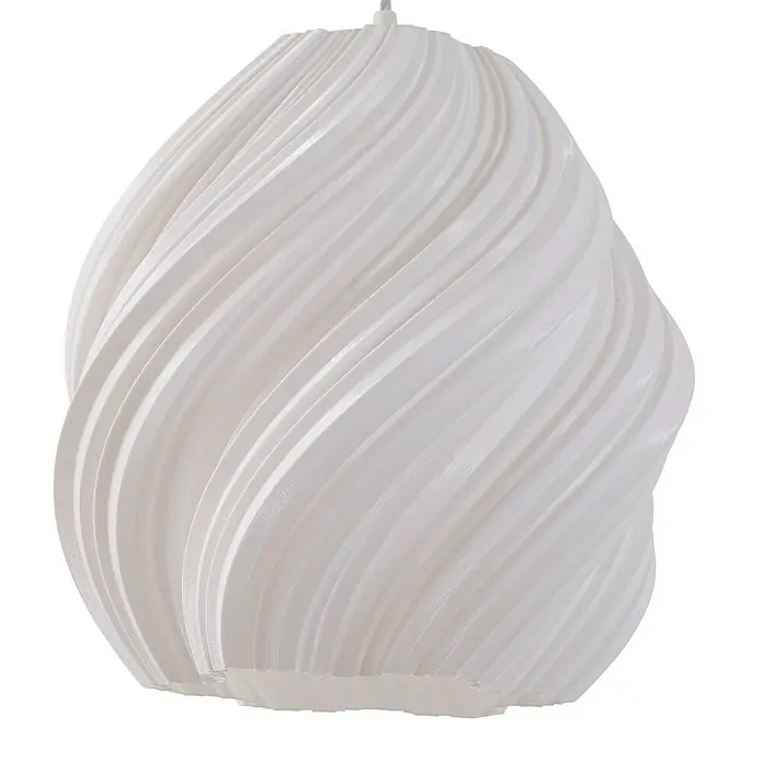 Lindby Pendelleuchte Nuvia - L x B x H: 30 x 30 x 30 cm, weiß / opal, weiß, E27 - Weißer, texturierter Lampenschirm mit spiralförmiger, gefalteter Struktur.