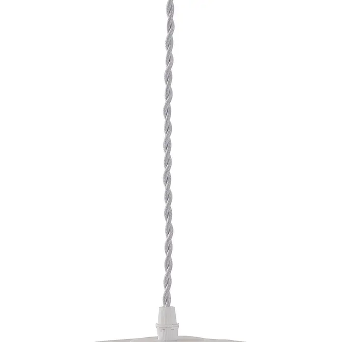 Lindby Pendelleuchte Nuvia - L x B x H: 30 x 30 x 30 cm, weiß / opal, weiß, E27 - Hellgraues gedrehtes Textil-Stromkabel mit weißer Kunststoff-Zugentlastung.