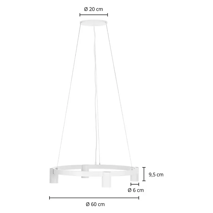 Arcchio Pendelleuchte Brinja - L x B x H: 63,5 x 63,5 x 9,5 cm, weiß / opal, weiß, GU10 - Weiße, runde Pendelleuchte aus Metall mit drei Lampenfassungen, 60 cm Durchmesser.