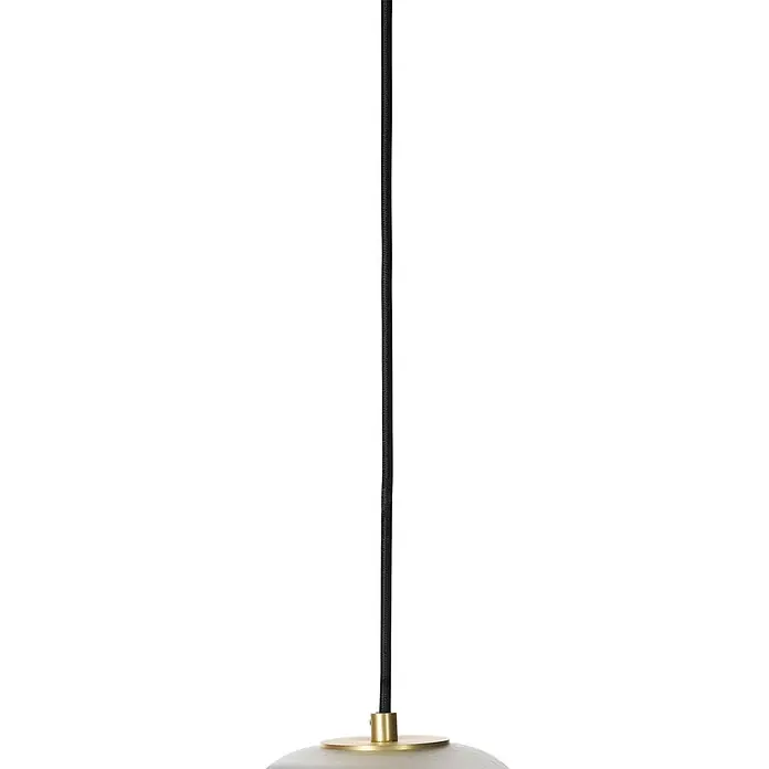 Lucande Pendelleuchte Taylan - L x B x H: 41 x 16,2 x 20 cm, weiß / opal, messing, sandweiß, G9 - Pendelleuchte mit schwarzem Kabel, Messingfassung und strukturiertem, hellem Lampenschirm.