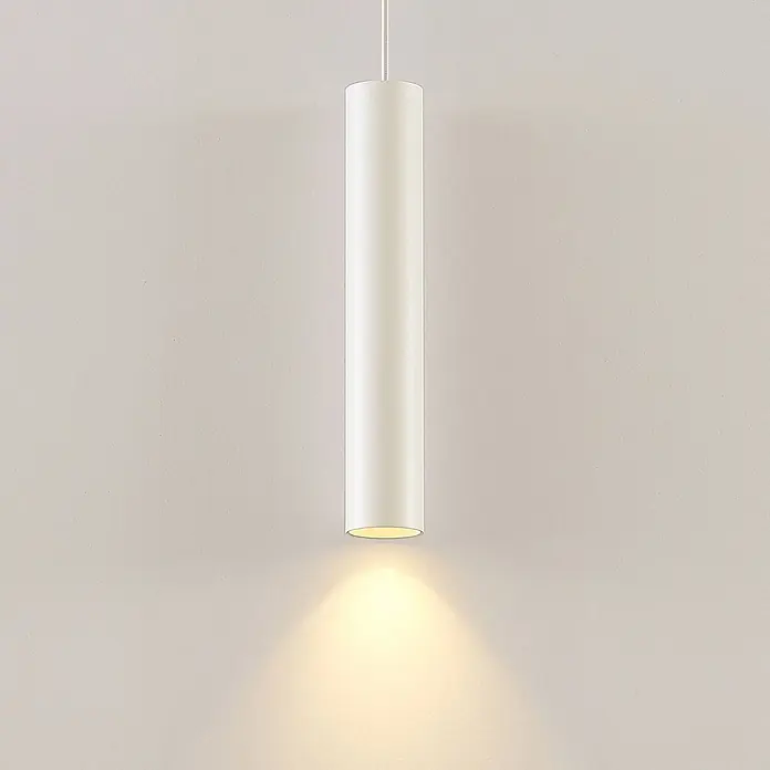 Arcchio Pendelleuchte Ejona - weiß / opal, weiß, GU10 - Weiße zylindrische Pendelleuchte, die warmes Licht nach unten strahlt.