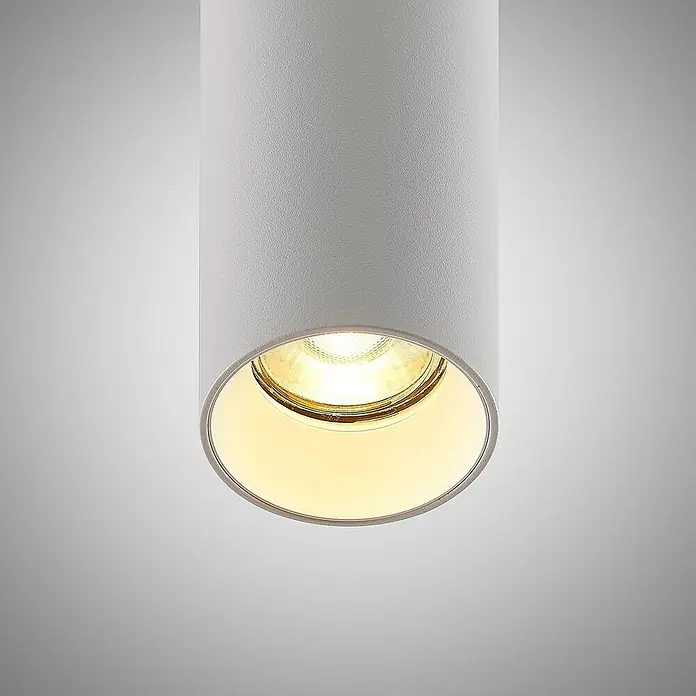 Arcchio Pendelleuchte Ejona - weiß / opal, weiß, GU10 - Weißer, texturierter zylindrischer Anbau-LED-Strahler mit warmem LED-Licht.