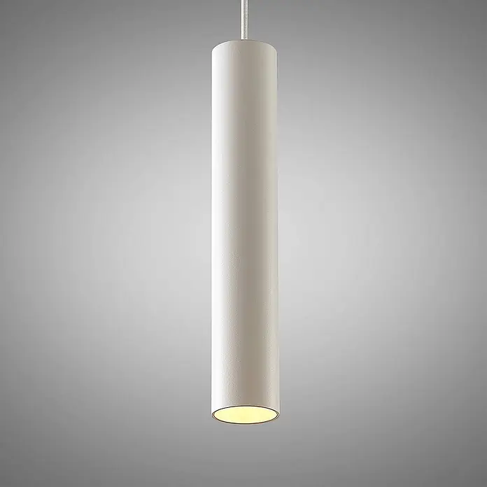 Arcchio Pendelleuchte Ejona - weiß / opal, weiß, GU10 - Weißes zylindrisches Pendelleuchte, texturierte Oberfläche, emittiert warmes Licht von unten.