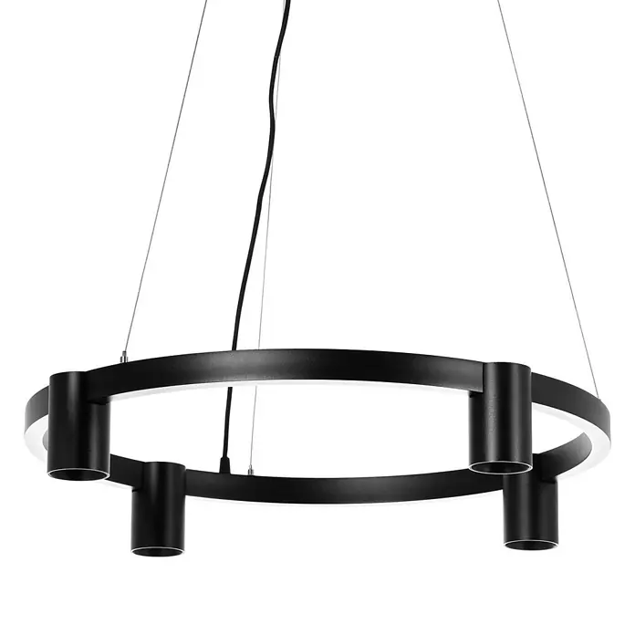 Arcchio Pendelleuchte Brinja - schwarz, Schwarz, GU10 - Moderne schwarze runde LED-Hängeleuchte mit integrierten Downlights.