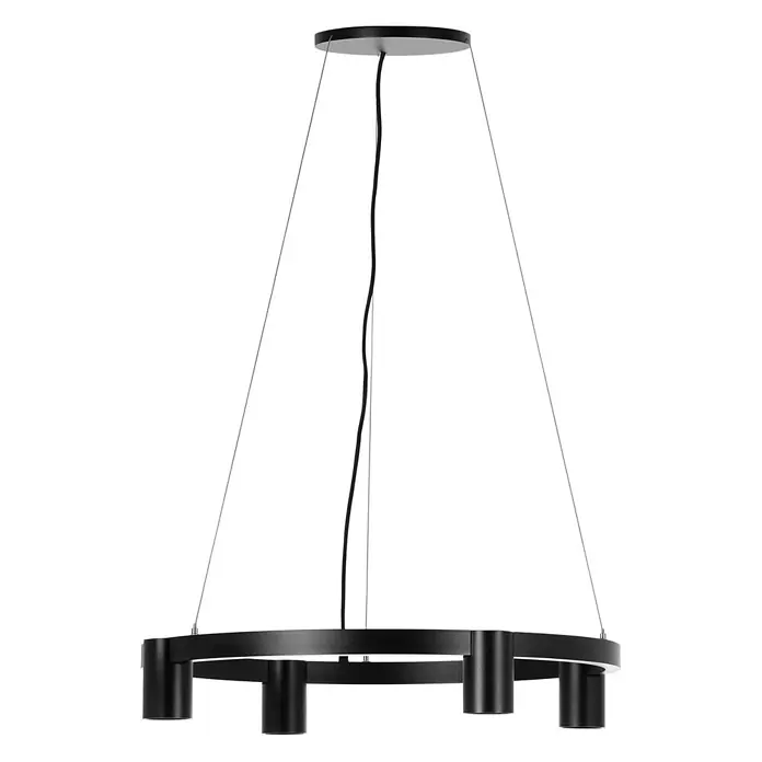 Arcchio Pendelleuchte Brinja - schwarz, Schwarz, GU10 - Moderne schwarze runde Pendelleuchte mit mehreren integrierten Strahlern.