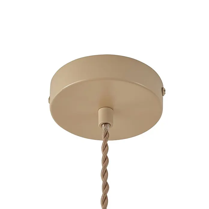 Lindby Pendelleuchte Elfie - L x B x H: 47 x 47 x 35 cm, creme / amber, beige, E27 - Beige Deckenrosette aus Metall mit gedrehtem Textilkabel für Pendelleuchten.