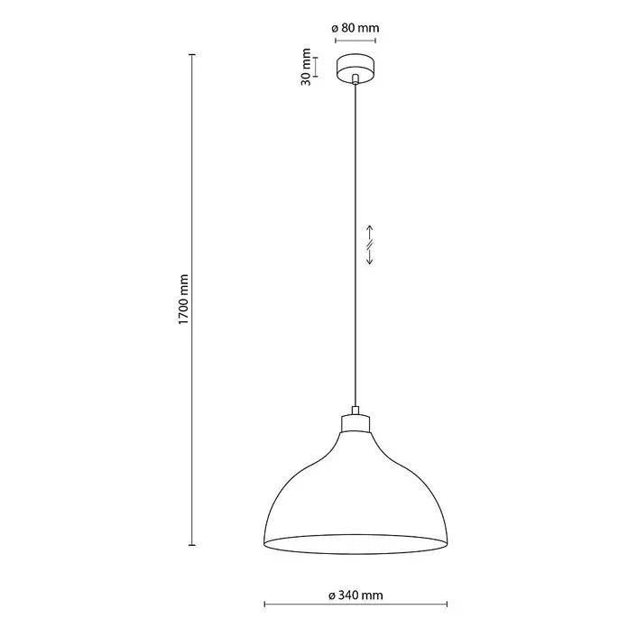 Envostar Pendelleuchte Kaitt - L x B x H: 34 x 34 x 170 cm, braun, holz hell, E27 - Pendelleuchte mit glockenförmigem Schirm, Deckenbaldachin und verstellbarem Kabel. Gesamtlänge 1700 mm, Schirm Ø 340 mm.