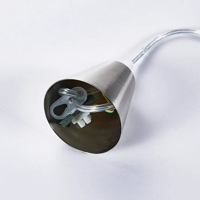Lindby Pendelleuchte Marike - L x B x H: 30 x 30 x 150 cm, weiß / opal, weiß, nickel satiniert, E27 - Pendelleuchtenfassung aus gebürstetem Metall mit sichtbarer Innenverkabelung und Aufhängeclip.