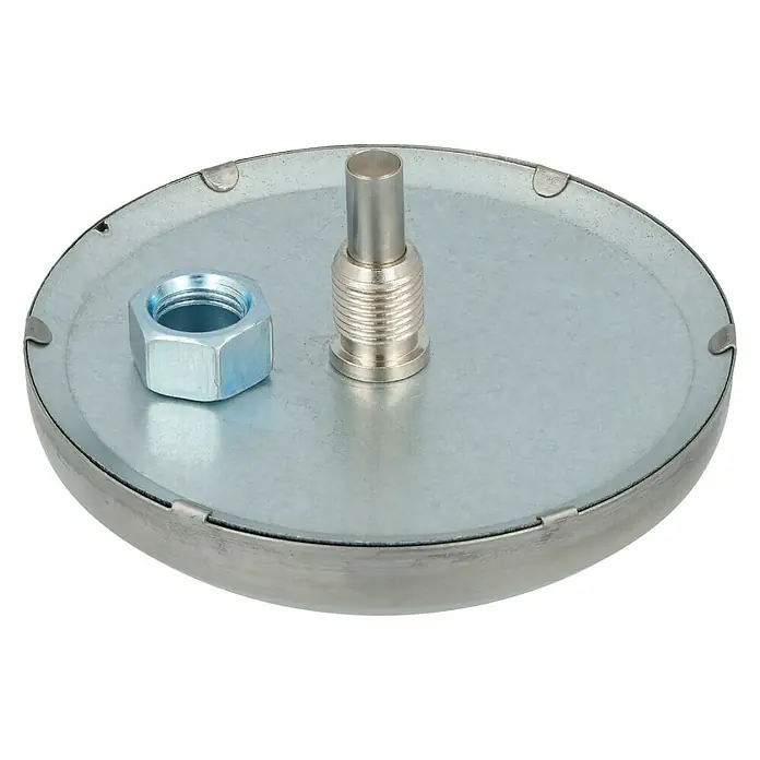 Ersatz-Thermometer - Passend für: Kingstone Kugelgrill Bullet 57 - Metallplatte mit Gewindebolzen und Mutter, ideal für industrielle Anwendungen und sichere Verbindungen.