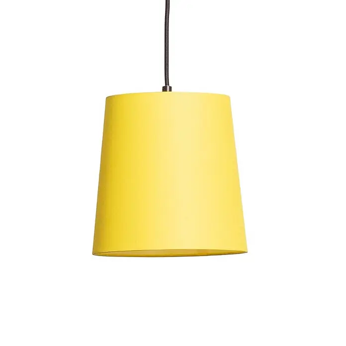 Lindby Pendelleuchte Amilia - L x B x H: 125 x 23 x 180 cm, Multicolour, Holz natur, Rot, grau, Schwarz, gelb, E27 - Gelbe Pendelleuchte mit konischem Schirm und dunklem Hängekabel.