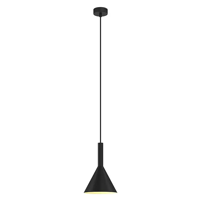 Arcchio Pendelleuchte Tadej - schwarz, Schwarz, weiß, E27 - Schwarze Pendelleuchte mit konischem Schirm und zylindrischem Stab.