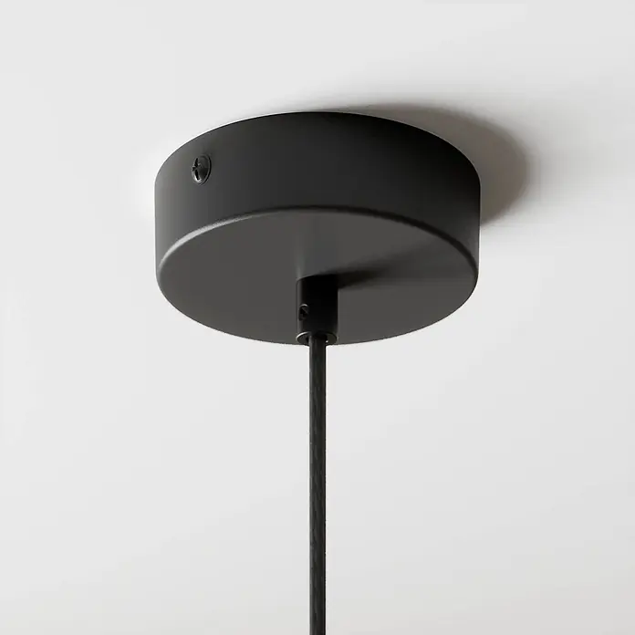 Envostar Pendelleuchte Clay - L x B x H: 23 x 23 x 150 cm, Holz hell, Schwarz, holz hell, E27 - Mattschwarze Metall-Deckenrosette für Pendelleuchte, mit geflochtenem Kabel nach unten.