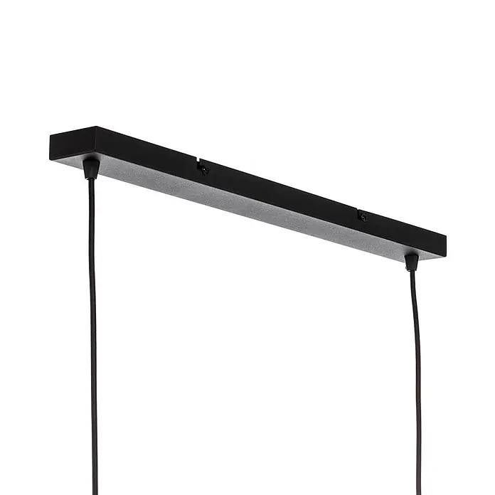 Lindby Pendelleuchte Mateja - L x B x H: 112 x 6 x 28 cm, schwarz, Schwarz, E27 - Schwarzer, rechteckiger Deckenbaldachin mit zwei Textilkabeln für Pendelleuchten.