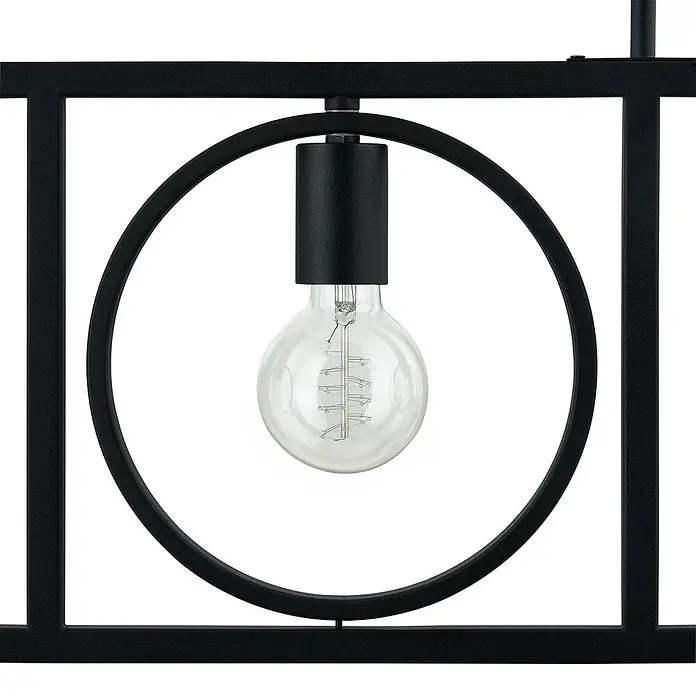 Lindby Pendelleuchte Mateja - L x B x H: 112 x 6 x 28 cm, schwarz, Schwarz, E27 - Schwarze geometrische Pendelleuchte aus Metall mit sichtbarer Edison-Glühbirne.