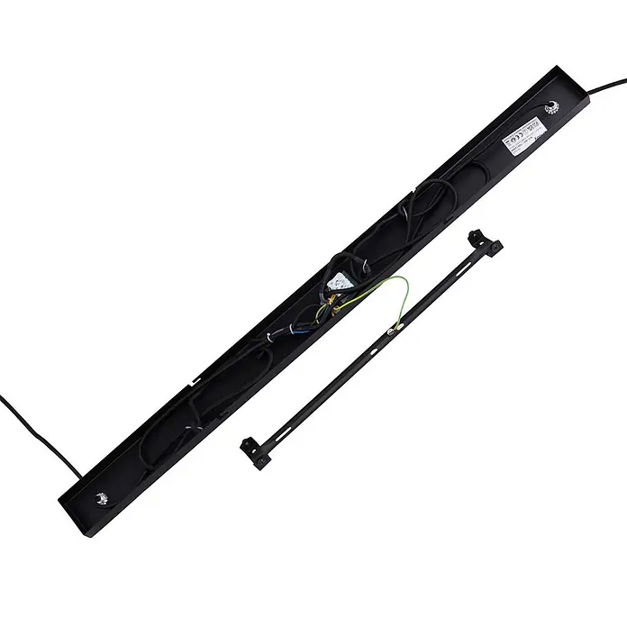 Lindby Pendelleuchte Mateja - L x B x H: 112 x 6 x 28 cm, schwarz, Schwarz, E27 - Schwarzes lineares Leuchtengehäuse mit Innenverdrahtung und separater Montagehalterung.
