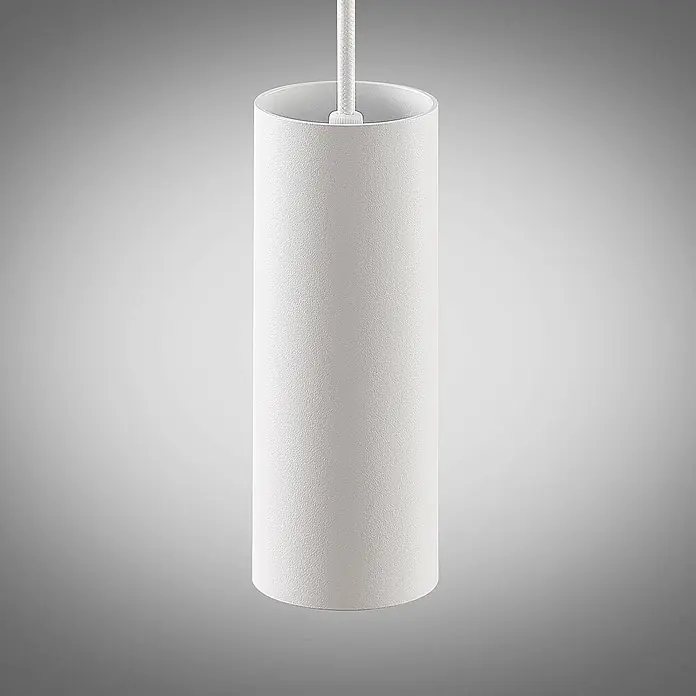 Arcchio Pendelleuchte Ejona - weiß / opal, weiß, GU10 - Weißes zylindrisches Hängeleuchte mit texturierter Oberfläche, an einem Kabel aufgehängt.