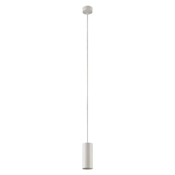 Arcchio Pendelleuchte Ejona - weiß / opal, weiß, GU10 - Moderne zylindrische Pendelleuchte mit gebürstetem Metallstab und Deckenbaldachin, mit mattweißem Gehäuse.