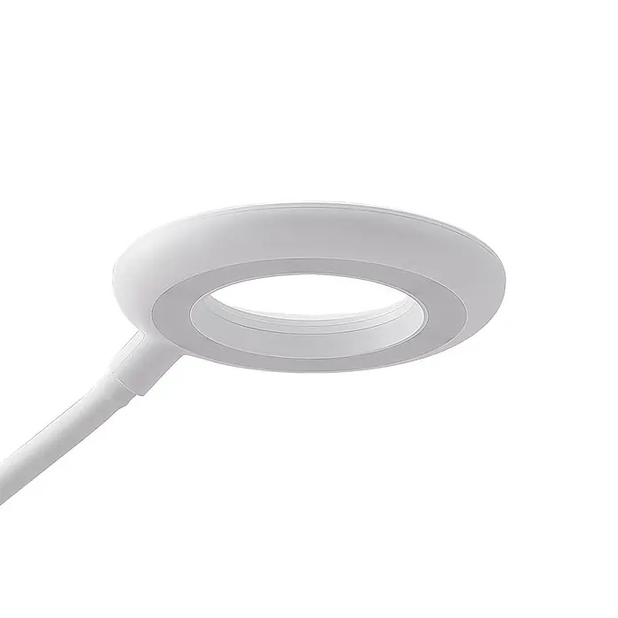 Prios Klemmleuchte Harumi - Farbe Gehäuse: weiß / opal - Weißer runder LED-Lampenkopf mit Arm.