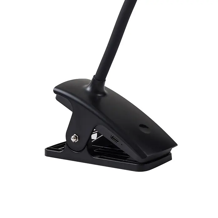 Lindby Klemmleuchte Maori - L x B x H: 12 x 7,6 x 35,7 cm, Farbe Gehäuse: schwarz - Schwarze Klemmleuchte mit flexiblem Arm und USB-C-Ladeanschluss an der Klemmbasis.