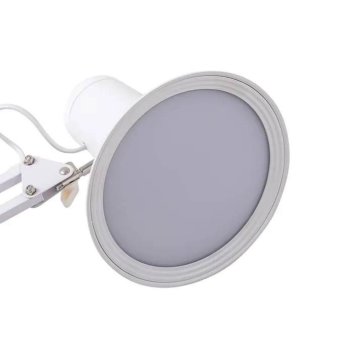 Lindby Klemmleuchte Undra - Farbe Gehäuse: weiß / opal - Weiße LED-Schreibtischlampe mit rundem Diffusorkopf und verstellbarem Arm.