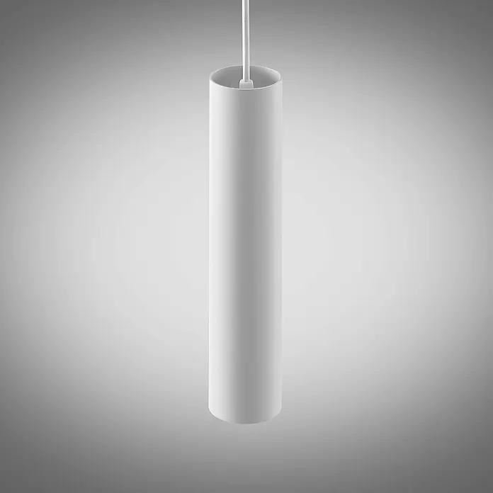 Arcchio Pendelleuchte Ejona - L x B x H: 6 x 6 x 27 cm, weiß / opal, weiß, GU10 - Weiße zylindrische Pendelleuchte, an einem Kabel hängend.