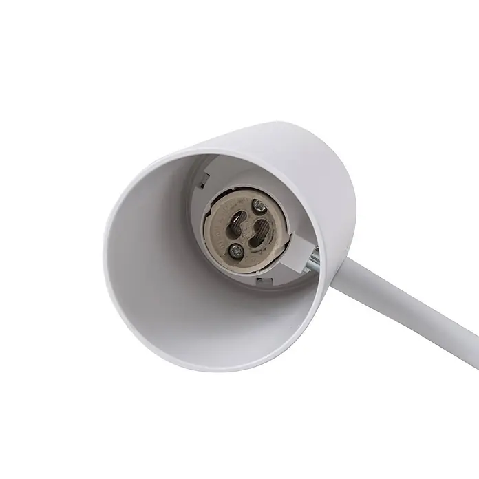 Lindby Klemmleuchte Undra - Farbe Gehäuse: weiß / opal - Weißer zylindrischer GU10-Spotlichthalter mit Keramikfassung und integriertem Arm.