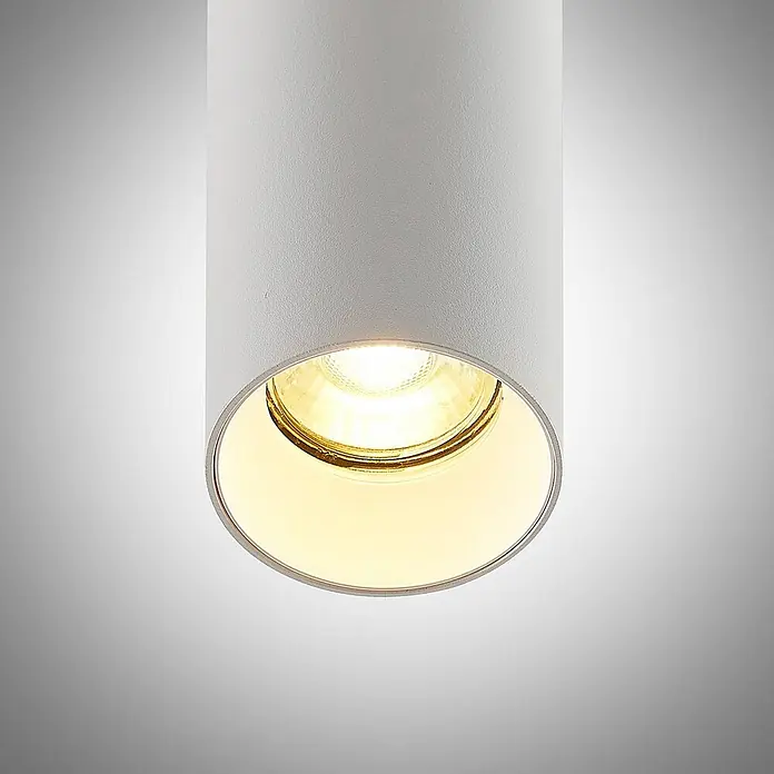Arcchio Pendelleuchte Ejona - L x B x H: 6 x 6 x 27 cm, weiß / opal, weiß, GU10 - Weißer zylindrischer Einbaustrahler mit warmweißem Leuchtmittel.