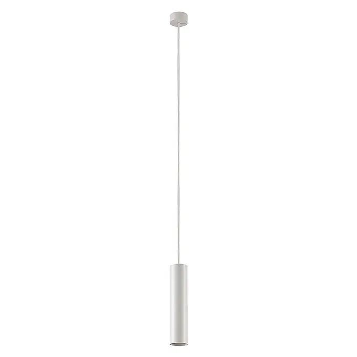 Arcchio Pendelleuchte Ejona - L x B x H: 6 x 6 x 27 cm, weiß / opal, weiß, GU10 - Moderne zylindrische Pendelleuchte in matt silbernem Finish, an einer schlanken Stange von einem runden Baldachin abgehängt.