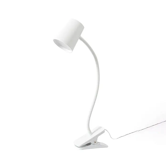 Lindby Klemmleuchte Ailina - Farbe Gehäuse: weiß / opal - Weiße Klemmleuchte mit flexiblem Schwanenhals und zylindrischem Kopf.