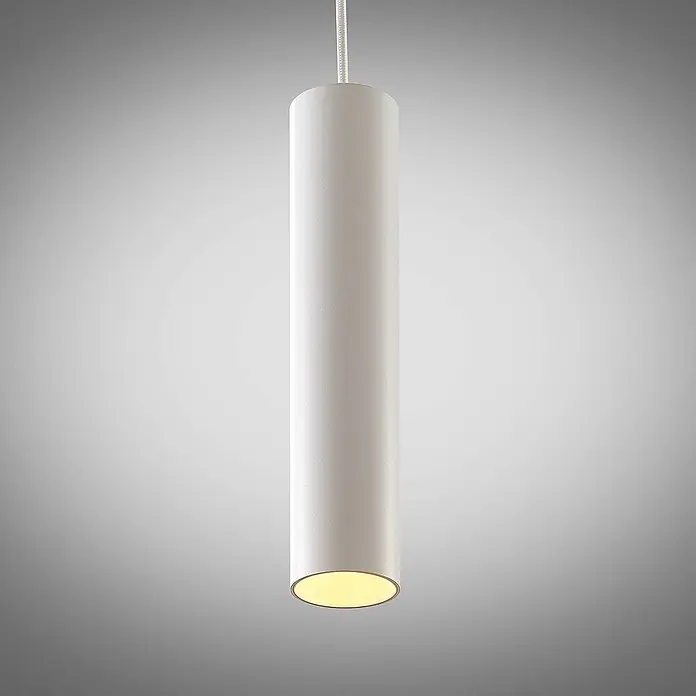 Arcchio Pendelleuchte Ejona - L x B x H: 6 x 6 x 27 cm, weiß / opal, weiß, GU10 - Hängende weiße zylindrische Pendelleuchte, warm beleuchtet.